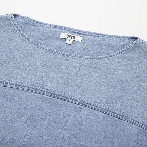 NWT Uniqlo Denim Boat Neck Long Sleeve Blouse - Picture 4 of 10